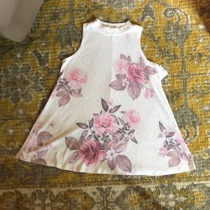 Sleeveless mock turtleneck fit & flare top